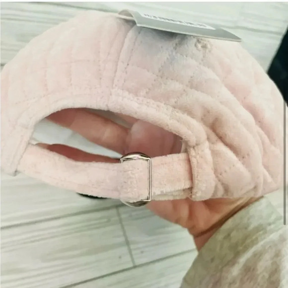 KENDALL + KYLIE PINK AND BLACK QUILTED VELOUR BASEBALL HAT O/S - Picture 12 of 14